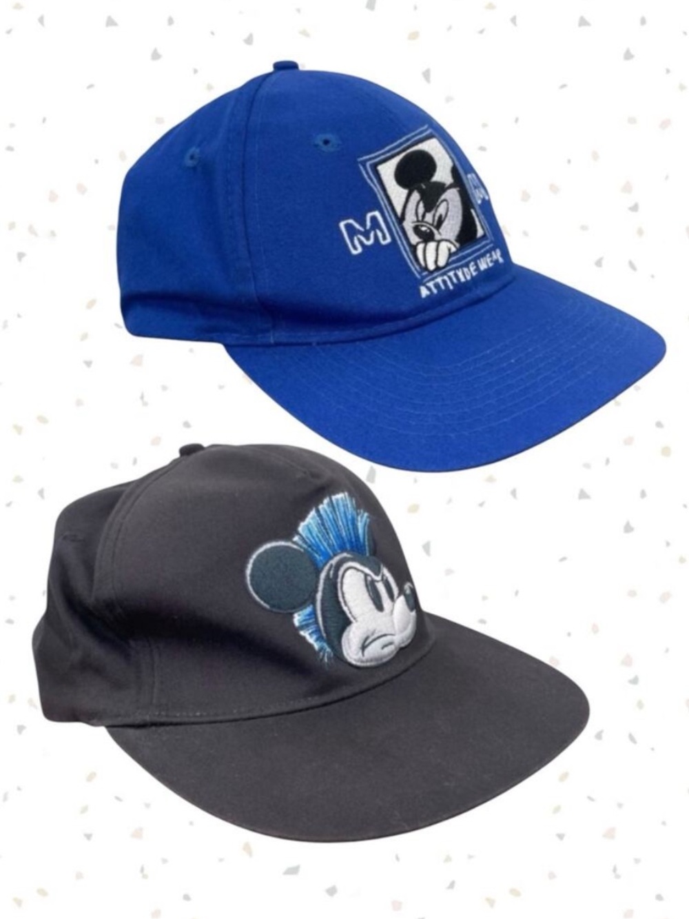 Disney Mickey Mouse Baseball Caps Attitude Edgy Mohawk Punk Blue Black Youth Fit